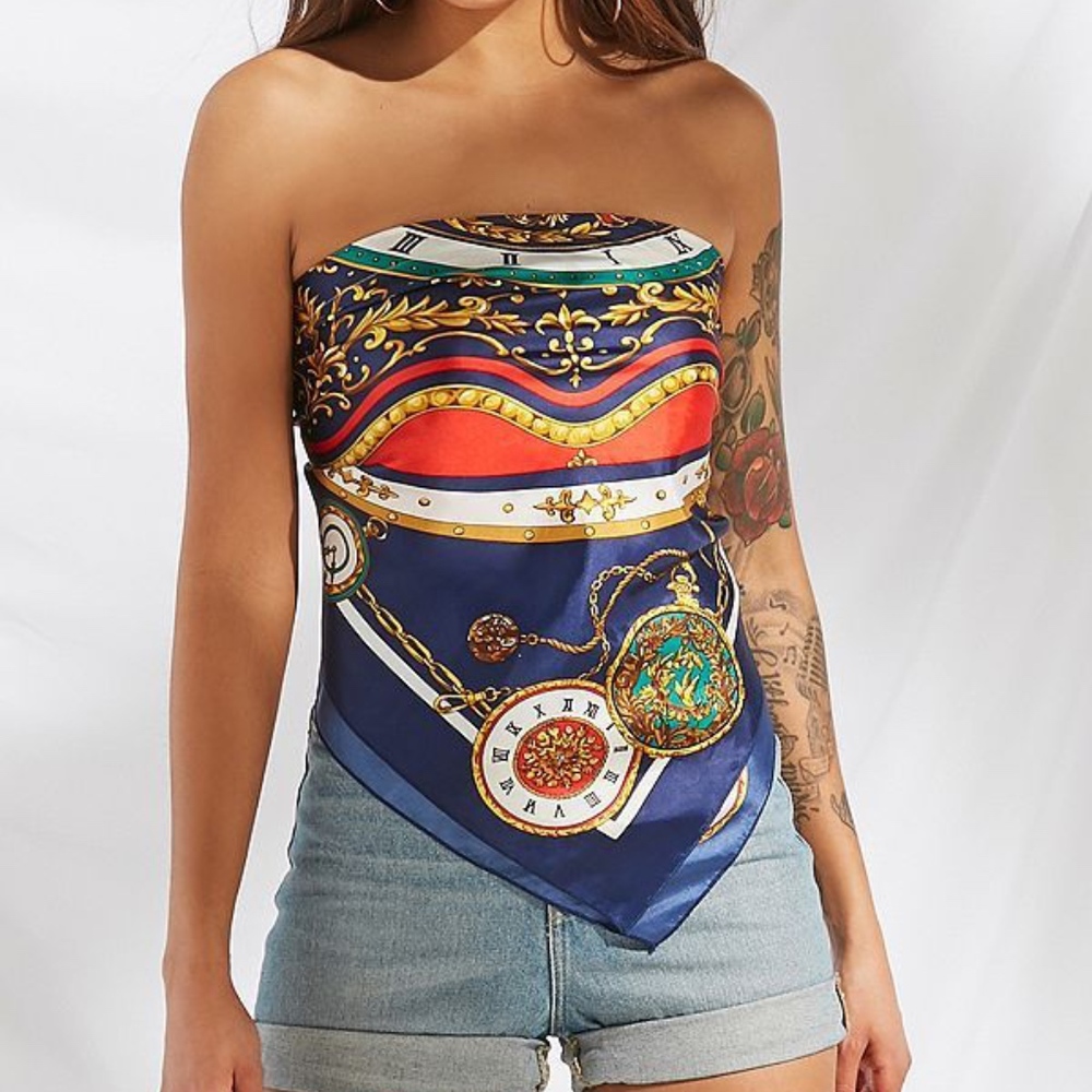 Women's Remade Tie Scarf Tube Top